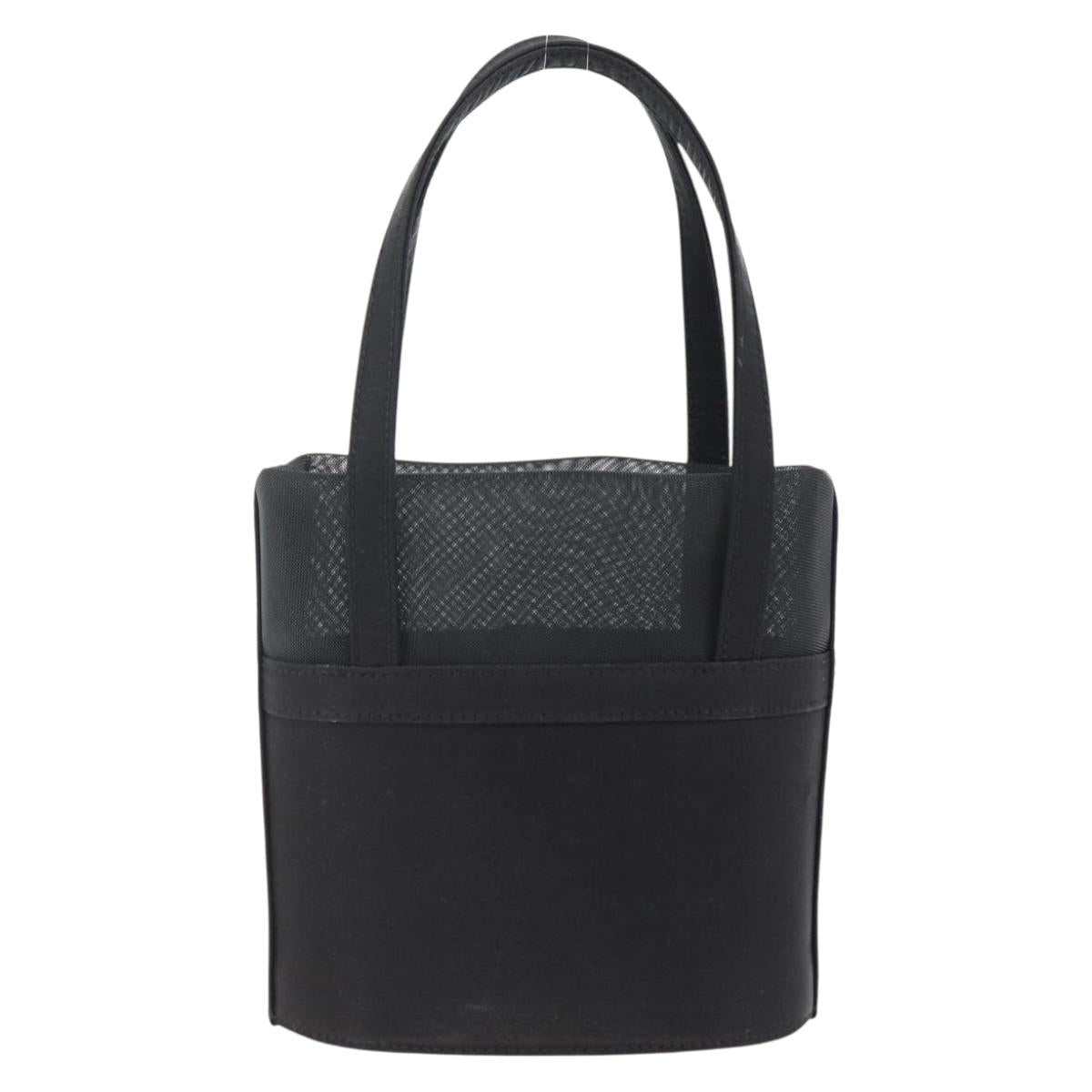 Salvatore Ferragamo Mesh Hand Bag Black Auth 173466