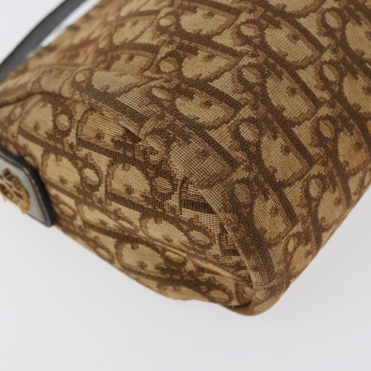 Christian Dior Trotter Canvas Shoulder Bag Brown Gold Auth 173467