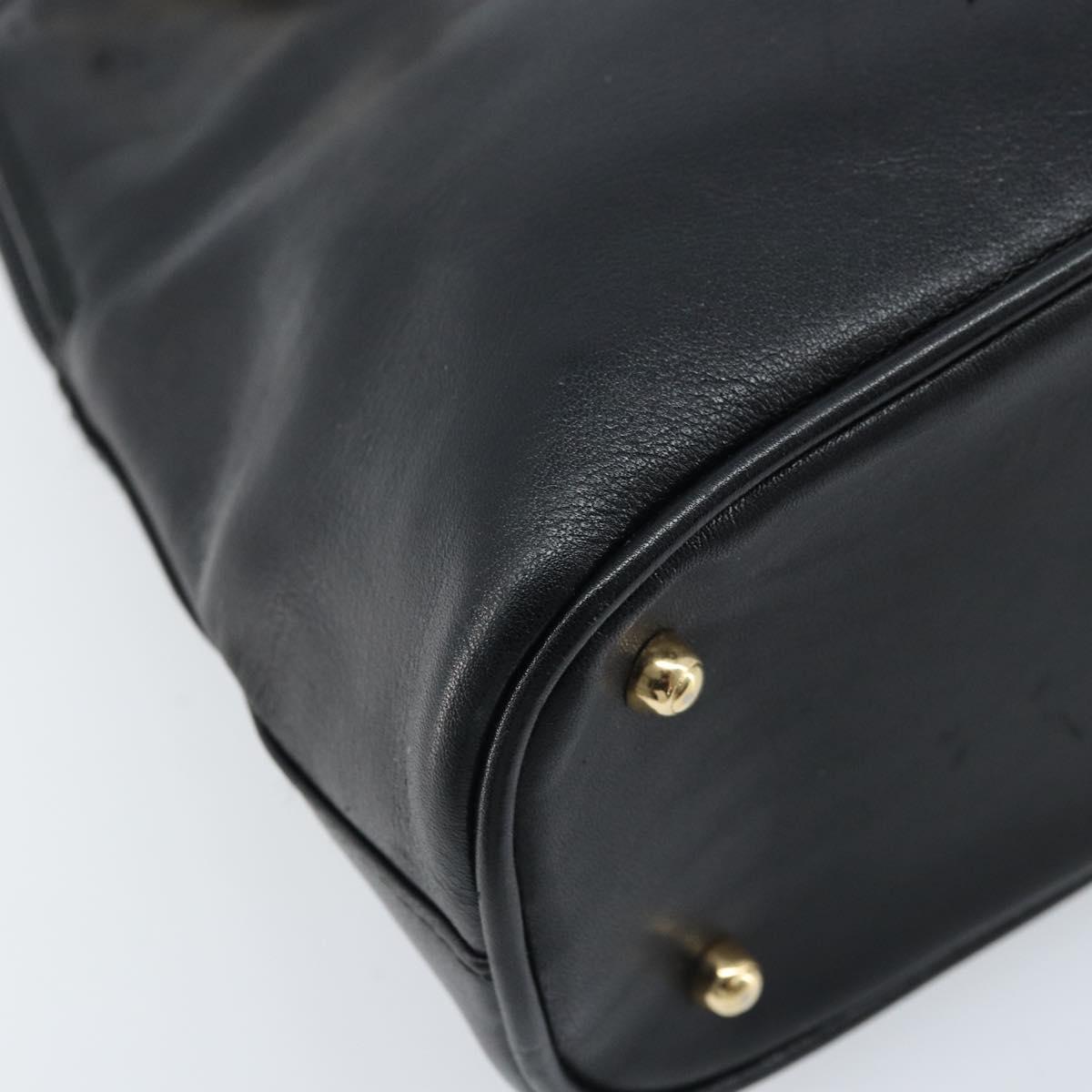 GUCCI Bamboo Hand Bag Leather 2way Black Gold 000 2122 0290 Auth 173468