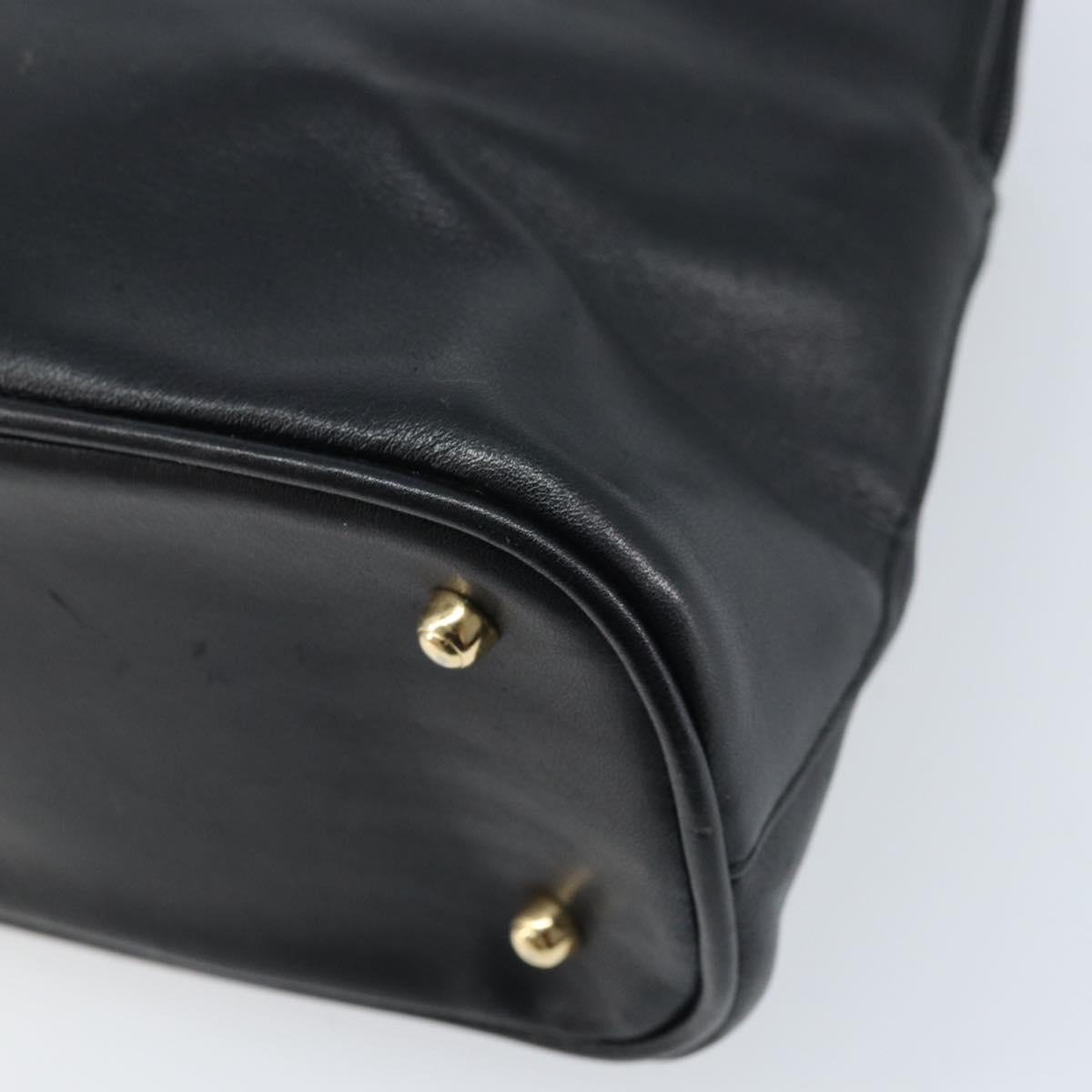 GUCCI Bamboo Hand Bag Leather 2way Black Gold 000 2122 0290 Auth 173468