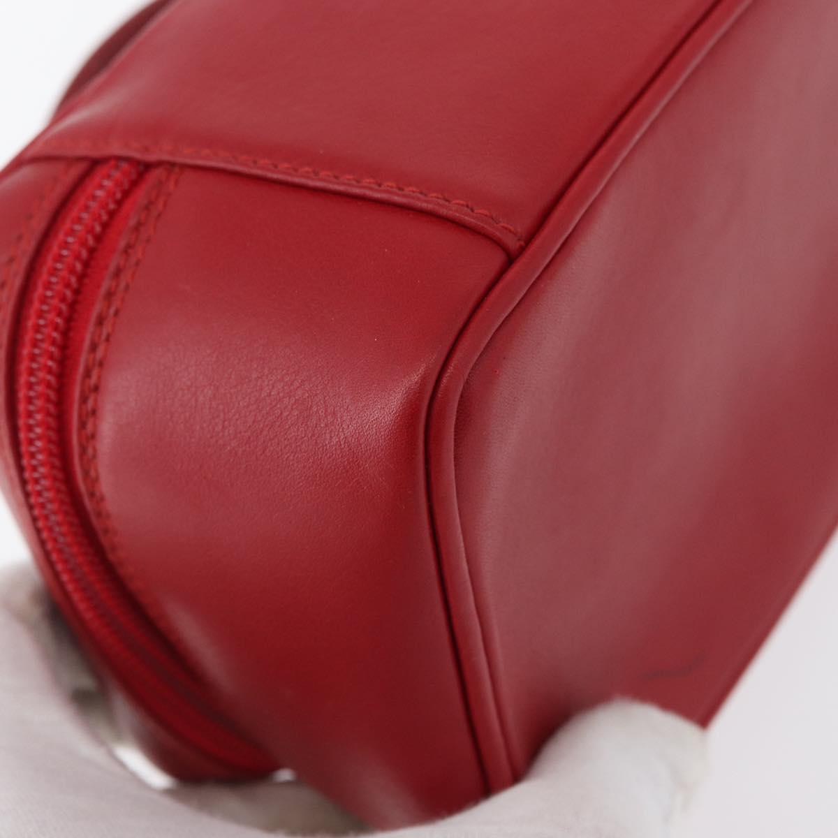 GUCCI Vanity Hand Bag Leather Red Gold 032 1956 0141 Auth 173470