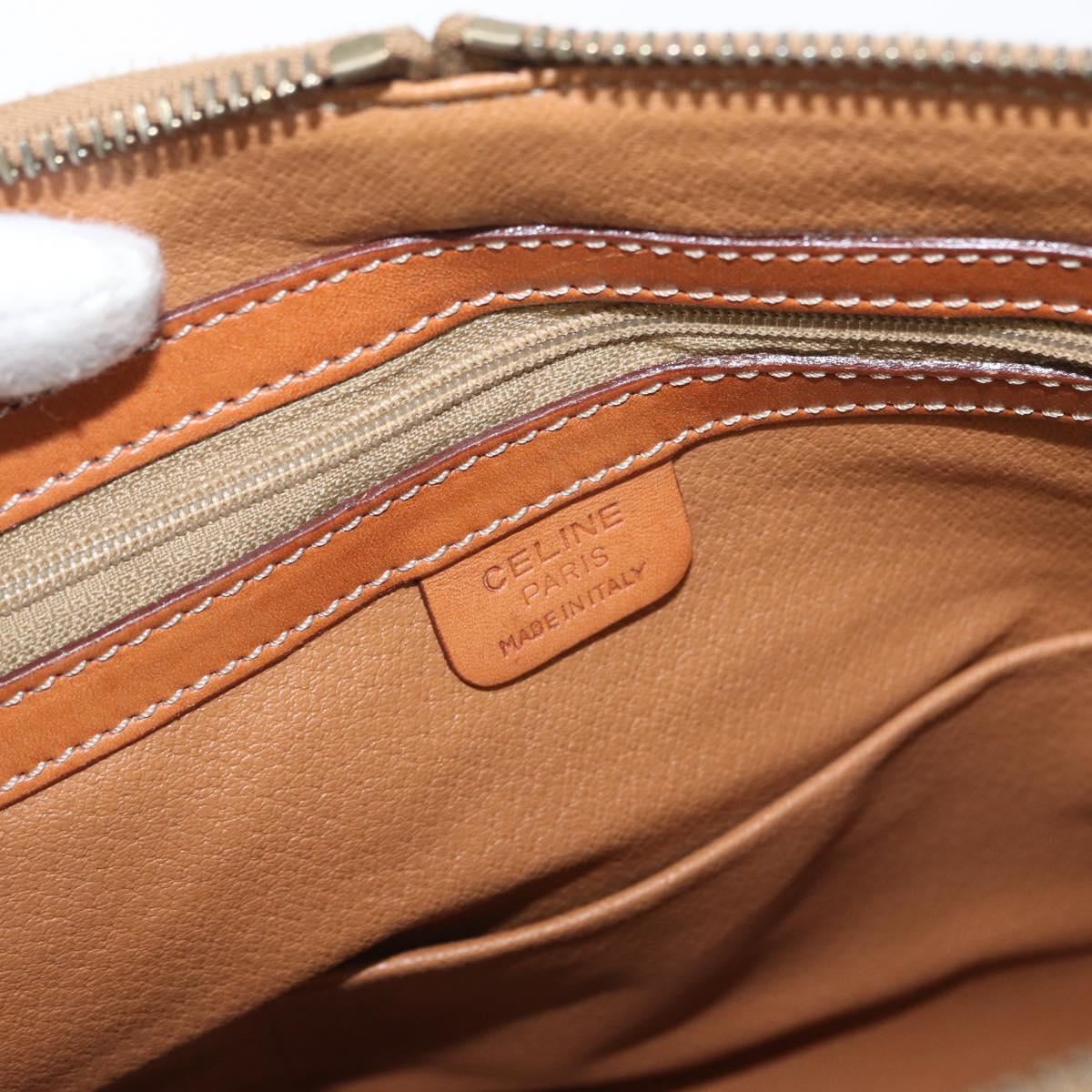 CELINE Macadam Canvas Hand Bag PVC Leather Brown Gold Auth 173472