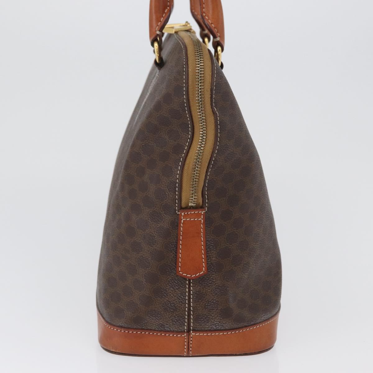 CELINE Macadam Canvas Hand Bag PVC Leather Brown Gold Auth 173472