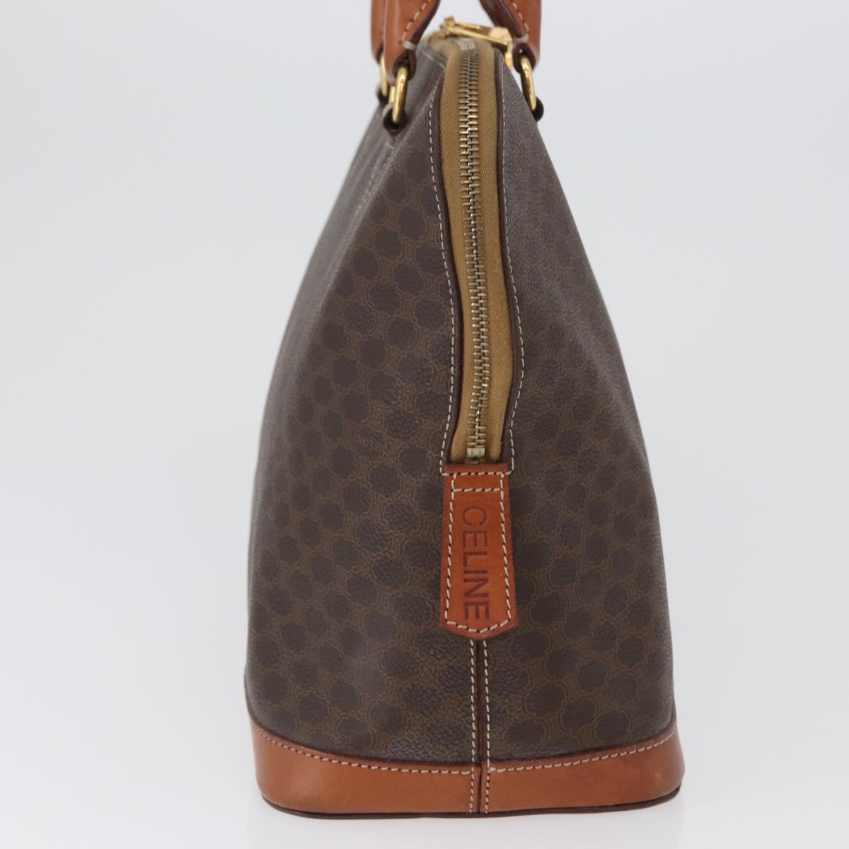 CELINE Macadam Canvas Hand Bag PVC Leather Brown Gold Auth 173472