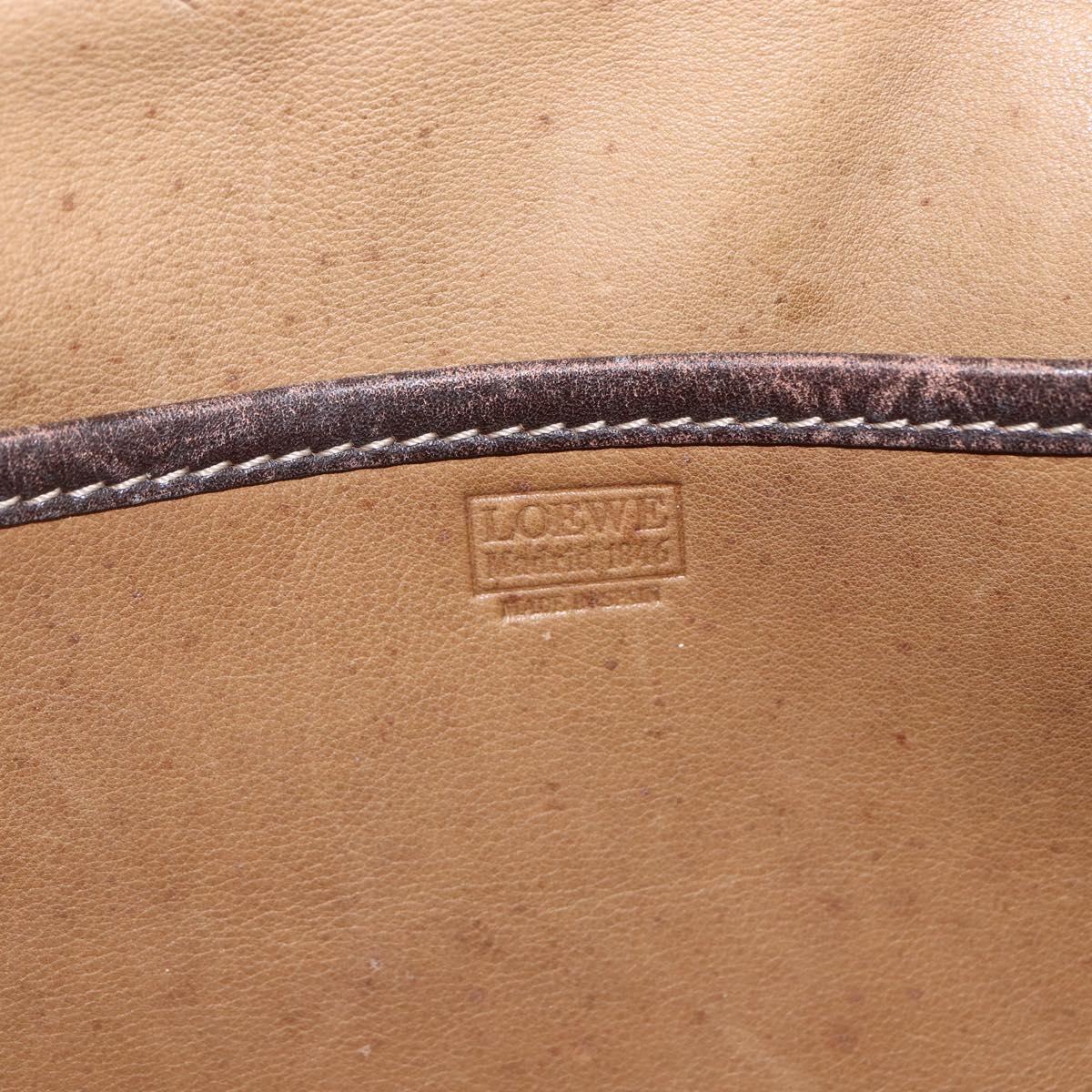 LOEWE anagram Shoulder Bag Suede Brown Gold Auth 173473