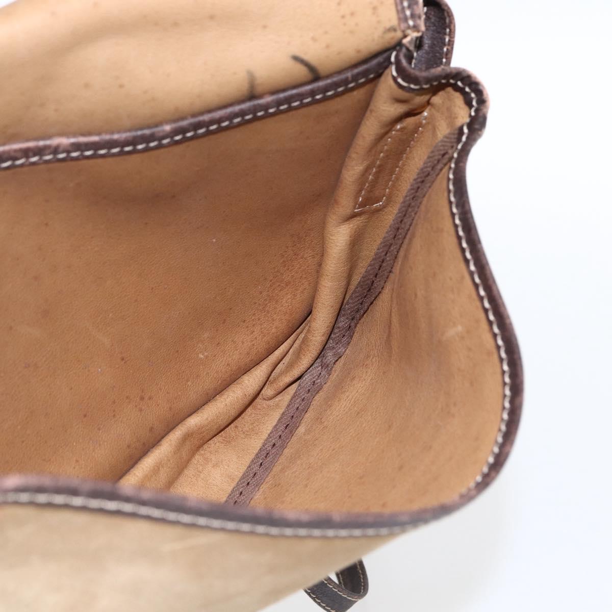 LOEWE anagram Shoulder Bag Suede Brown Gold Auth 173473