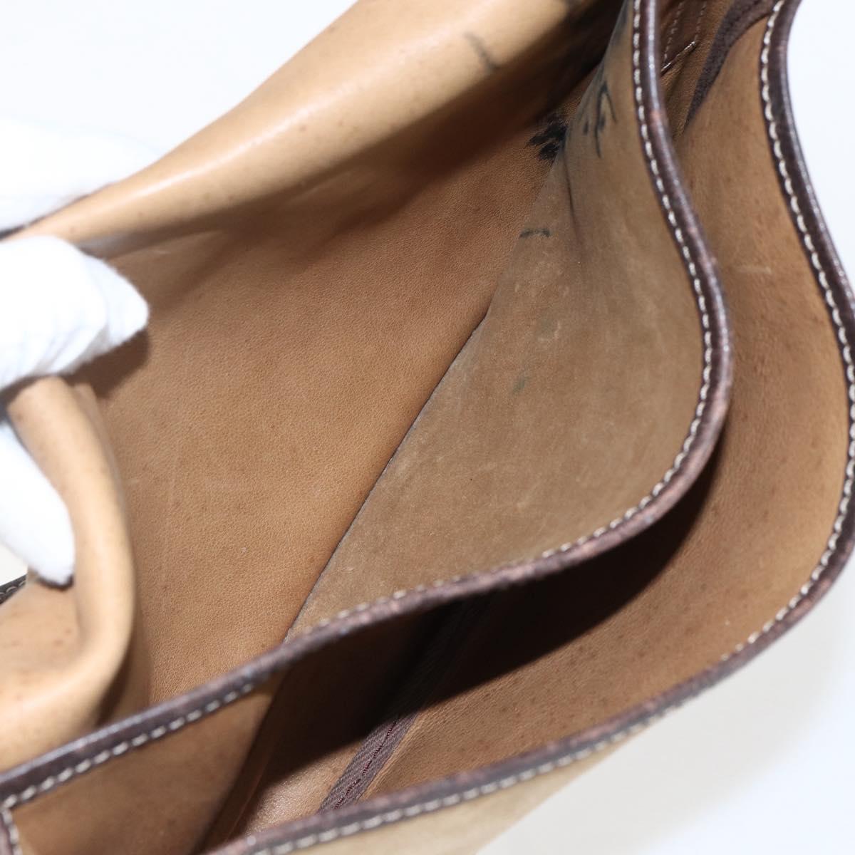 LOEWE anagram Shoulder Bag Suede Brown Gold Auth 173473