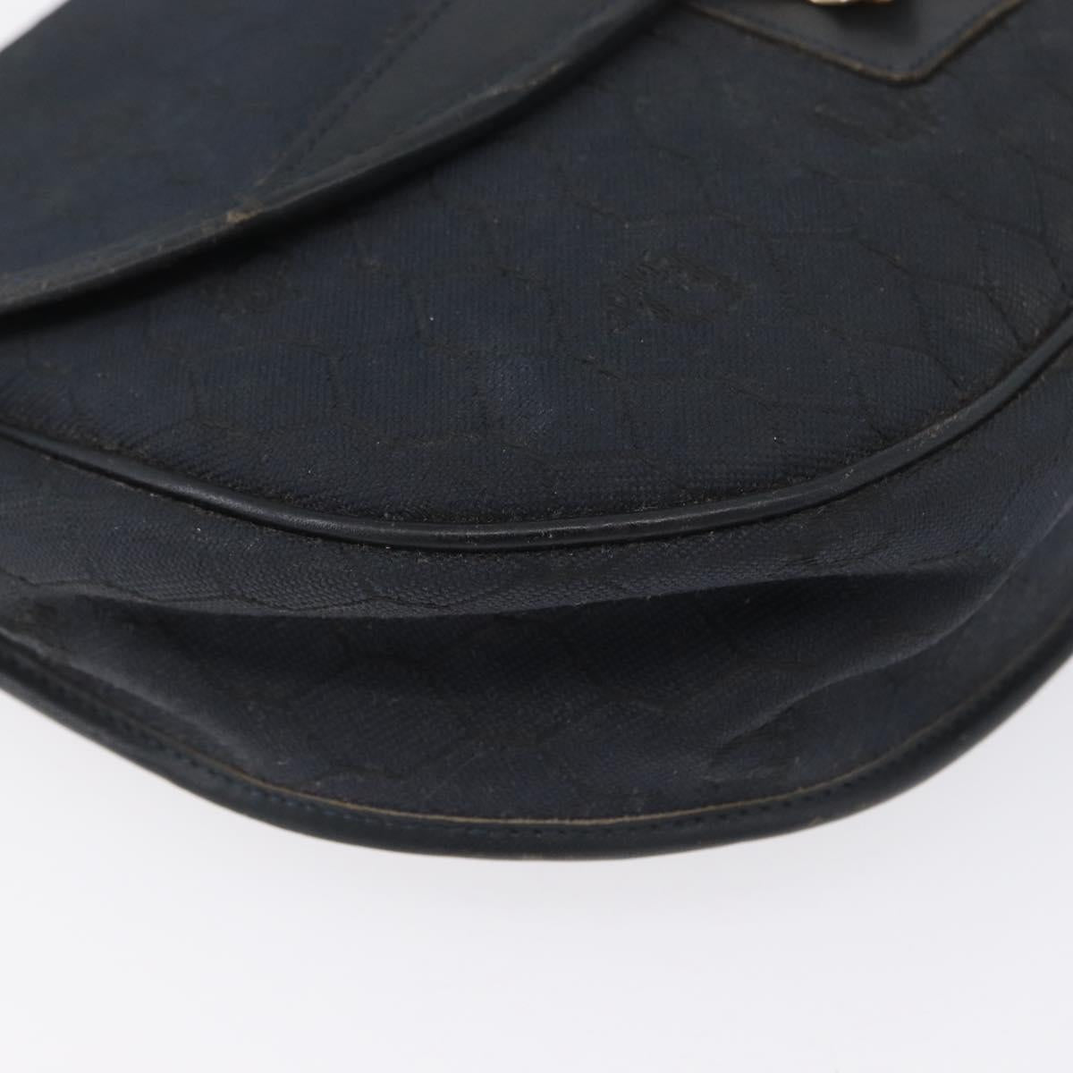 Christian Dior Honeycomb Canvas Shoulder Bag Black Gold Auth 173474
