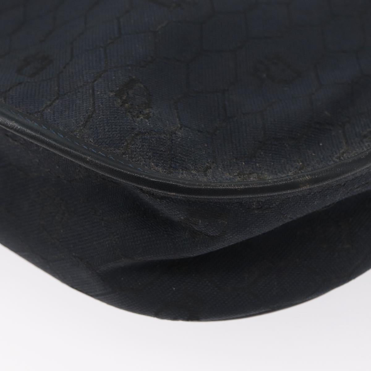 Christian Dior Honeycomb Canvas Shoulder Bag Black Gold Auth 173474