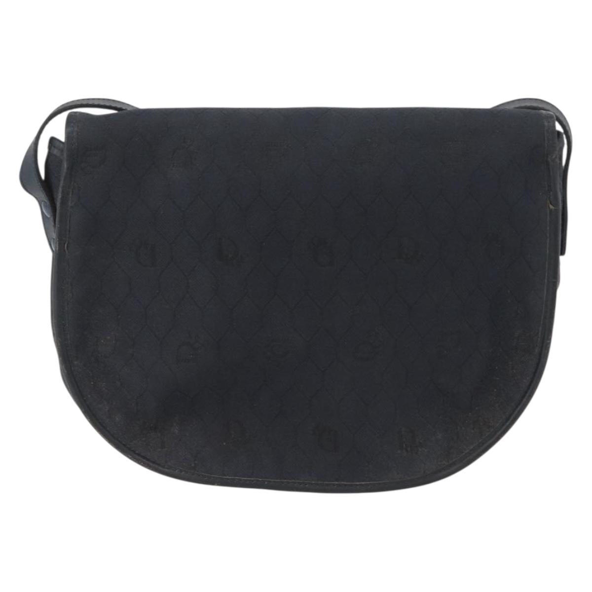 Christian Dior Honeycomb Canvas Shoulder Bag Black Gold Auth 173474