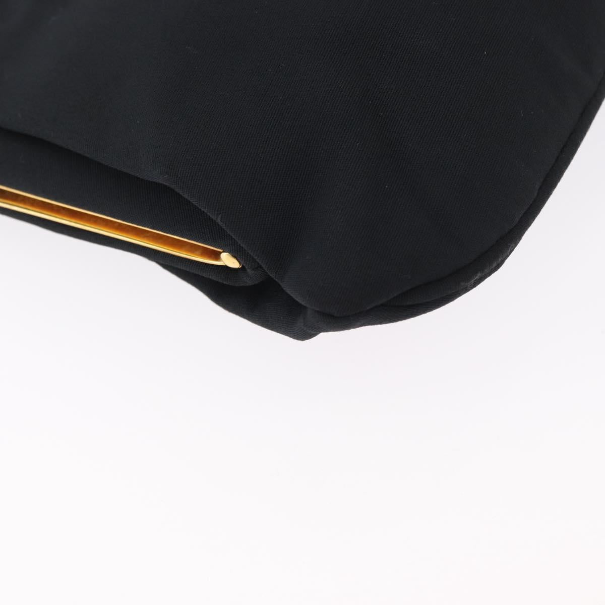 CELINE Chain Shoulder Bag Nylon Black Gold Auth 173477