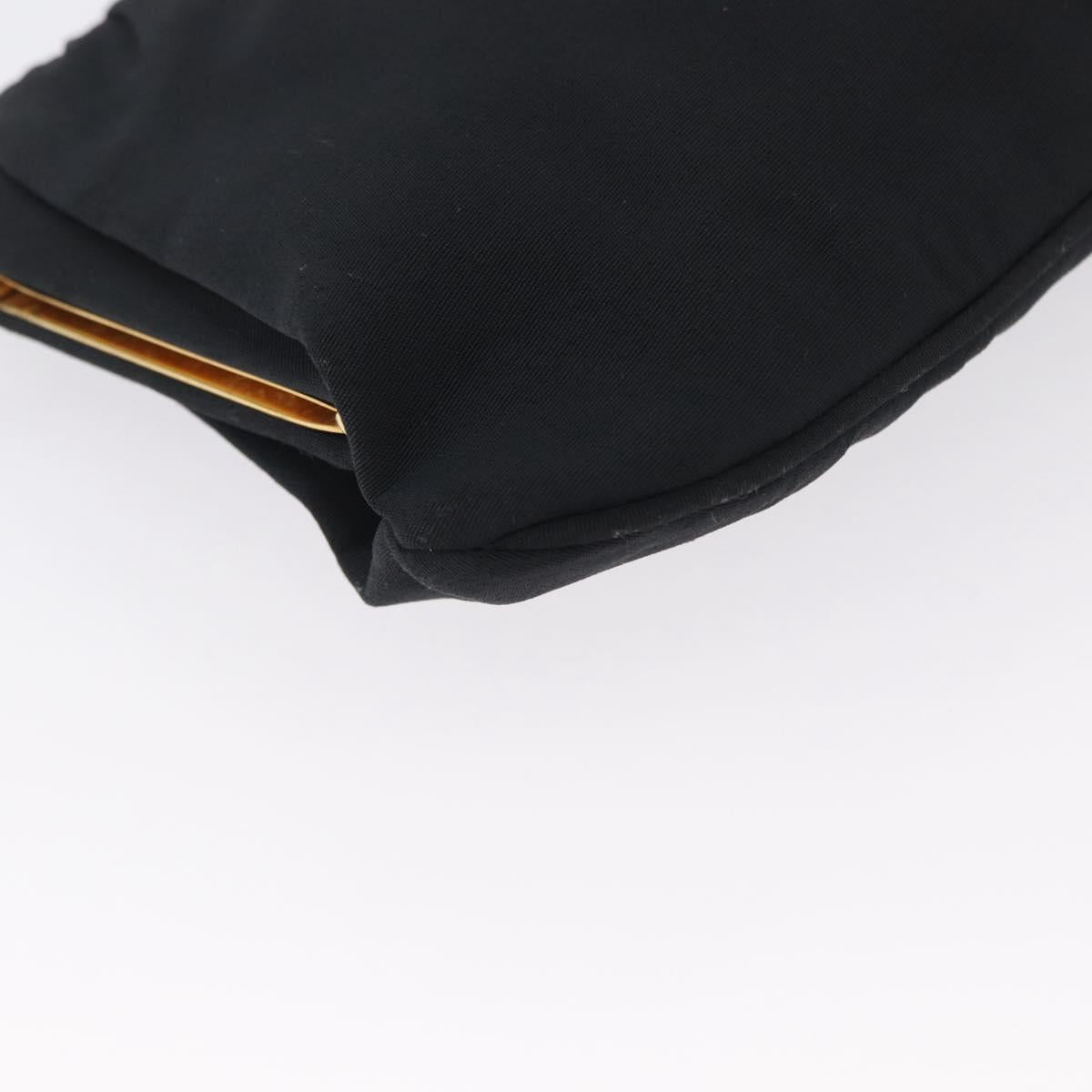 CELINE Chain Shoulder Bag Nylon Black Gold Auth 173477