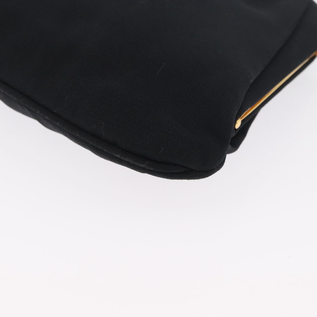 CELINE Chain Shoulder Bag Nylon Black Gold Auth 173477