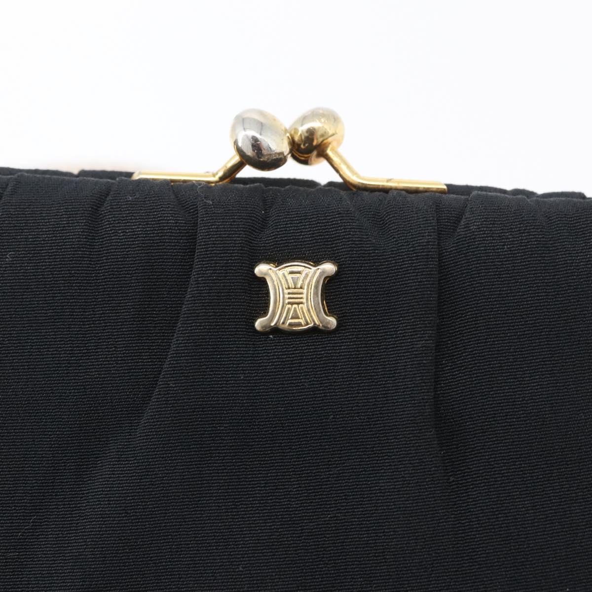 CELINE Chain Shoulder Bag Nylon Black Gold Auth 173477