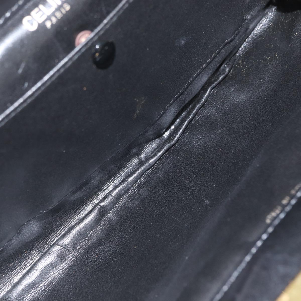 CELINE Chain Shoulder Bag Nylon Black Gold Auth 173477