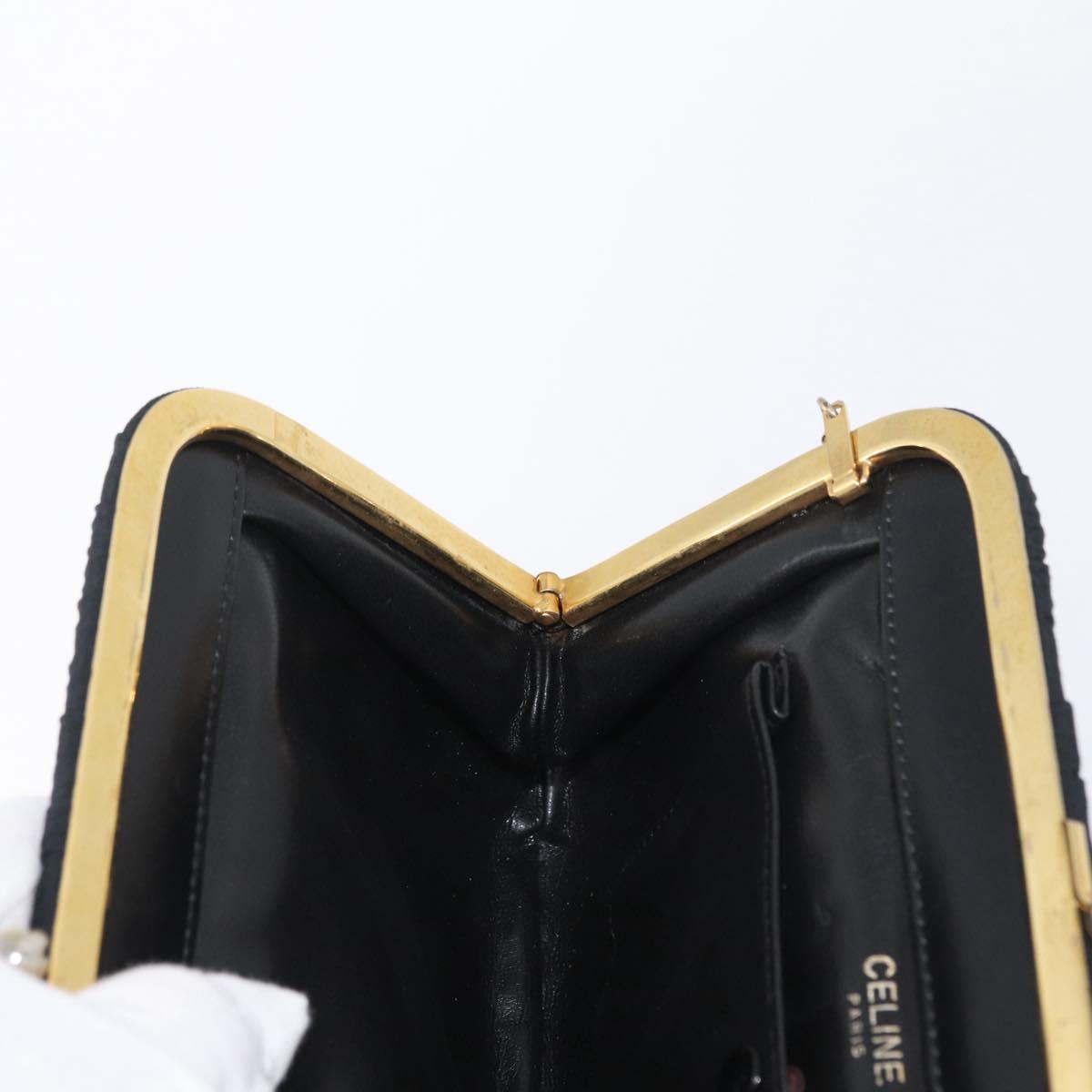CELINE Chain Shoulder Bag Nylon Black Gold Auth 173477