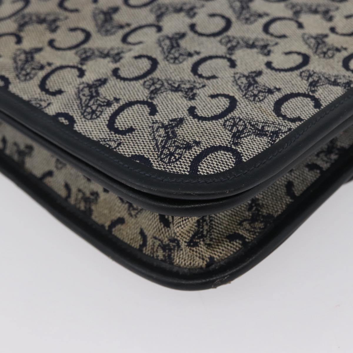 CELINE C Macadam Canvas Shoulder Bag Navy Gold Auth 173478