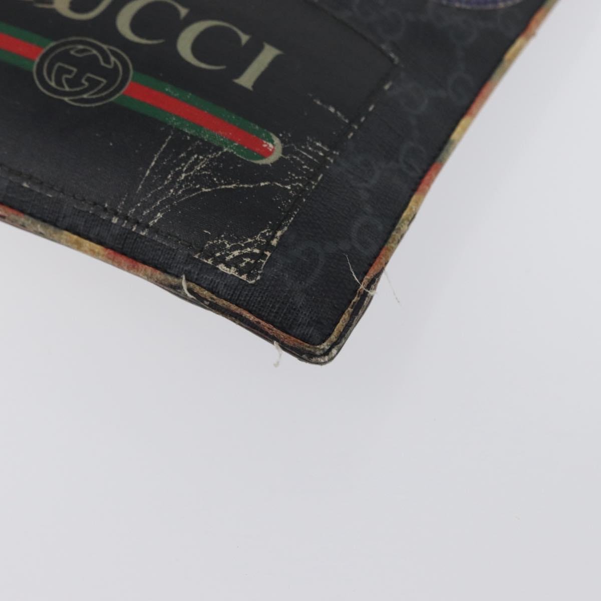 GUCCI GG Supreme night courier Clutch Bag Black Silver 496346 Auth 173479