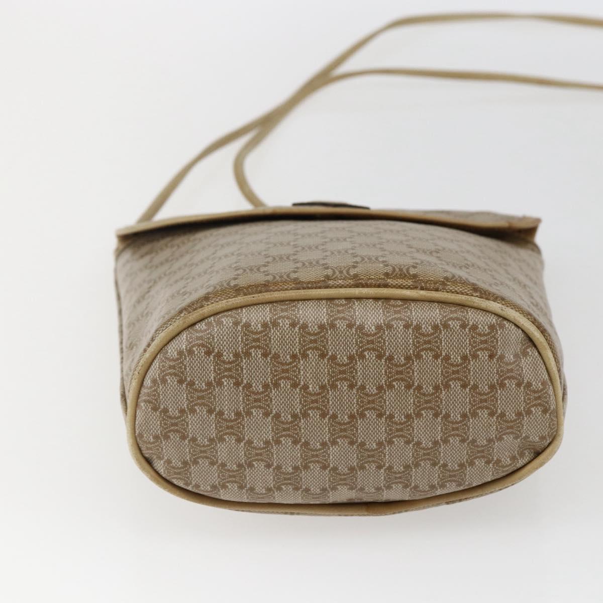 CELINE Macadam Canvas Shoulder Bag PVC Beige Gold Auth 173481