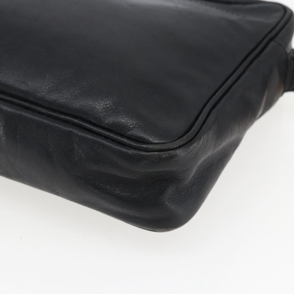 LOEWE Anagram Shoulder Bag Leather Black Gold Auth 173482