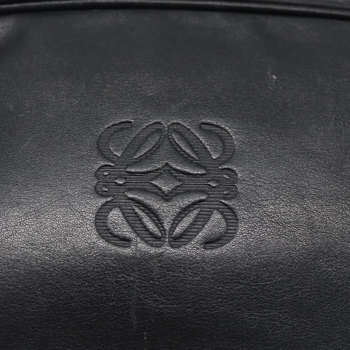 LOEWE Anagram Shoulder Bag Leather Black Gold Auth 173482