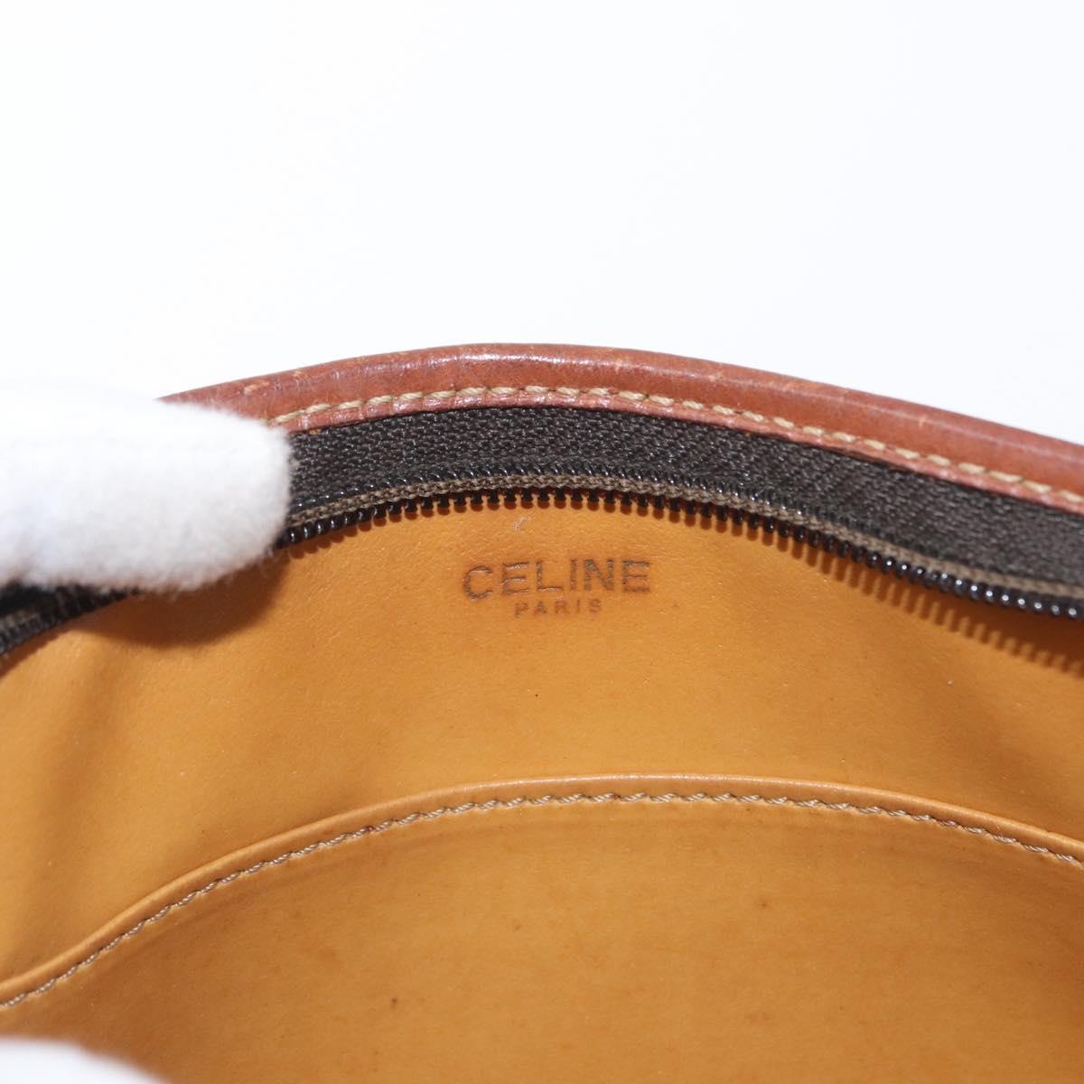 CELINE Macadam Canvas Clutch Bag PVC Leather Brown Gold Auth 173483