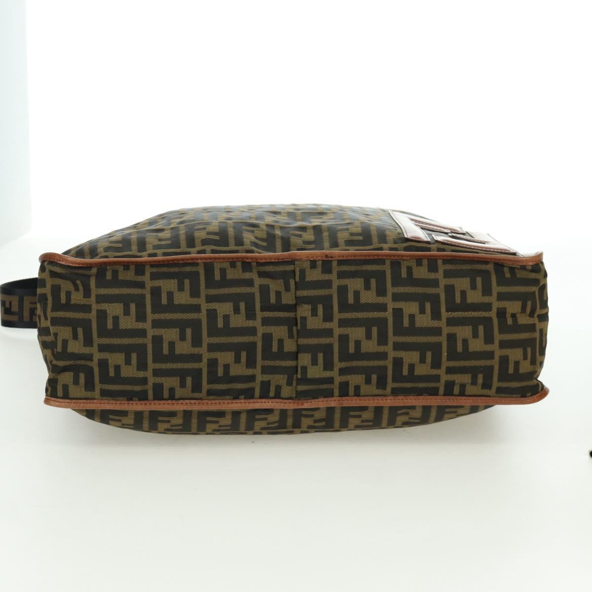 FENDI Zucca Canvas Shoulder Bag Black Brown Auth 173487V