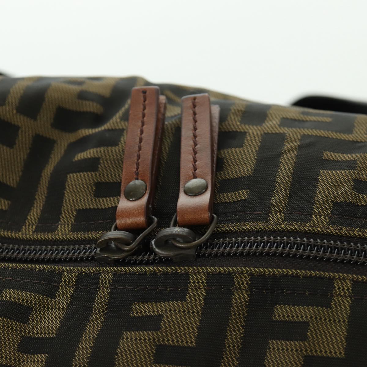 FENDI Zucca Canvas Shoulder Bag Black Brown Auth 173487V