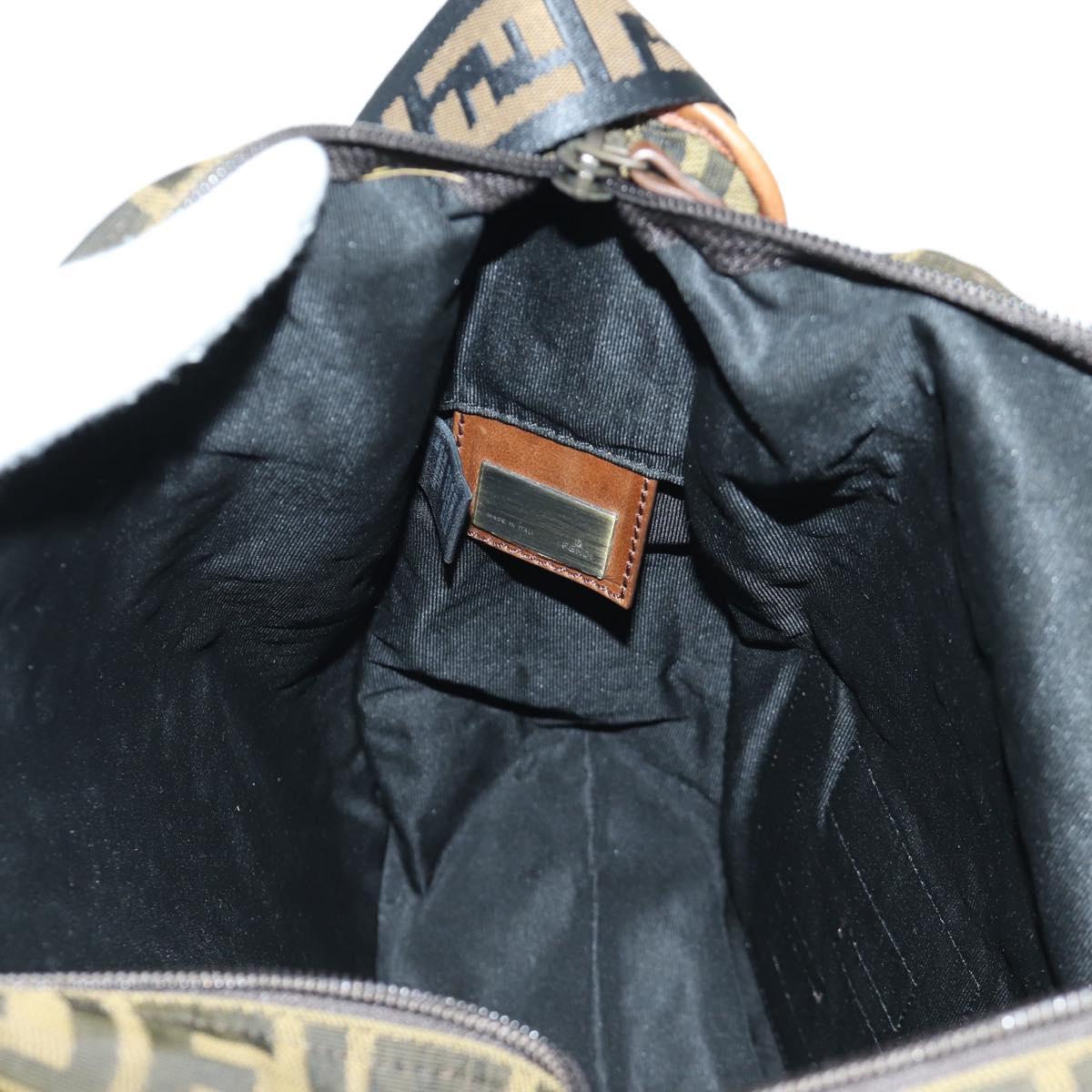 FENDI Zucca Canvas Shoulder Bag Black Brown Auth 173487V