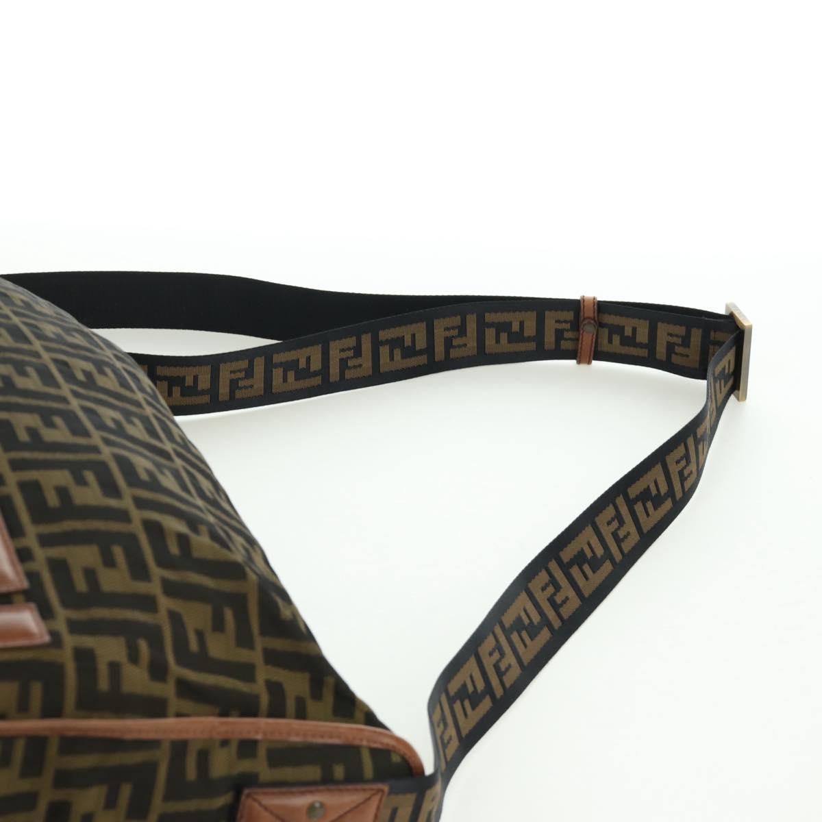 FENDI Zucca Canvas Shoulder Bag Black Brown Auth 173487V