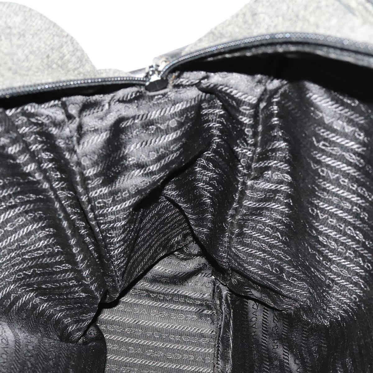 PRADA Boston Bag felt Gray Silver Auth 173489