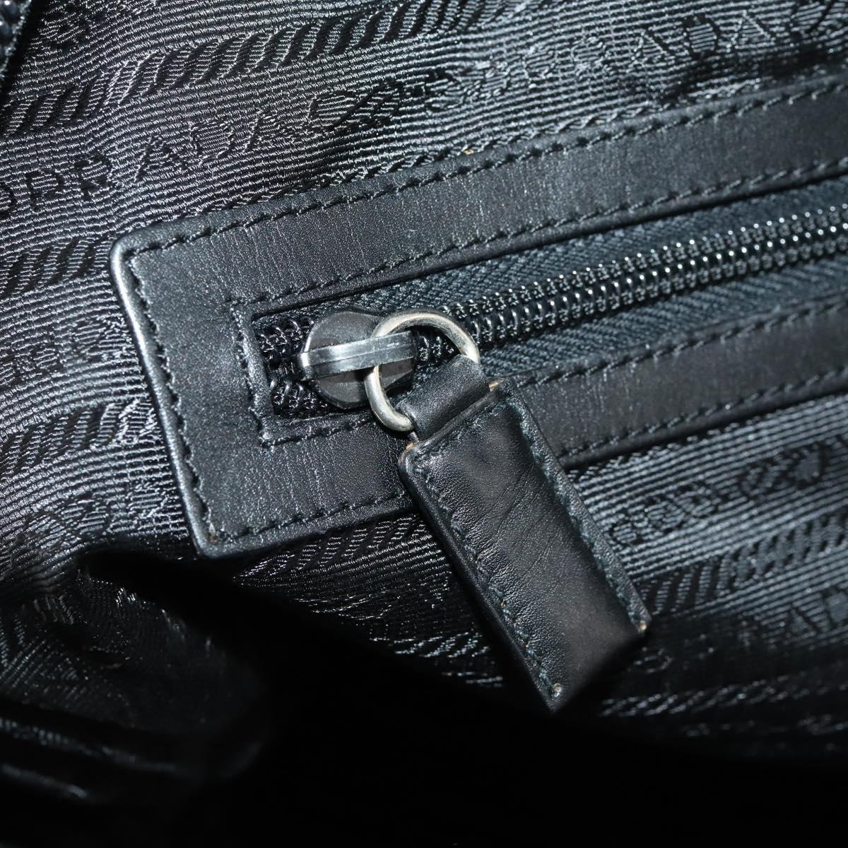 PRADA Boston Bag felt Gray Silver Auth 173489