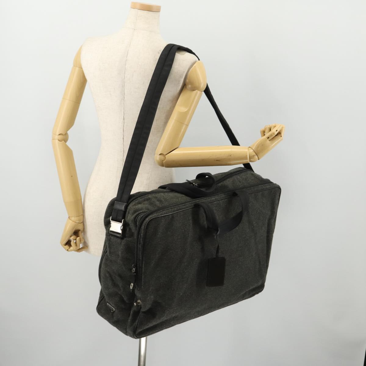 PRADA Boston Bag felt Gray Silver Auth 173489