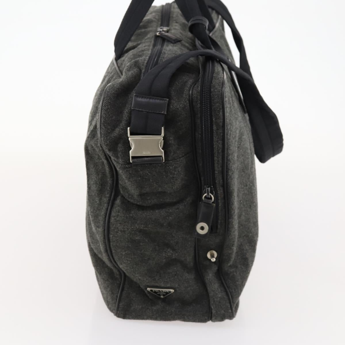 PRADA Boston Bag felt Gray Silver Auth 173489