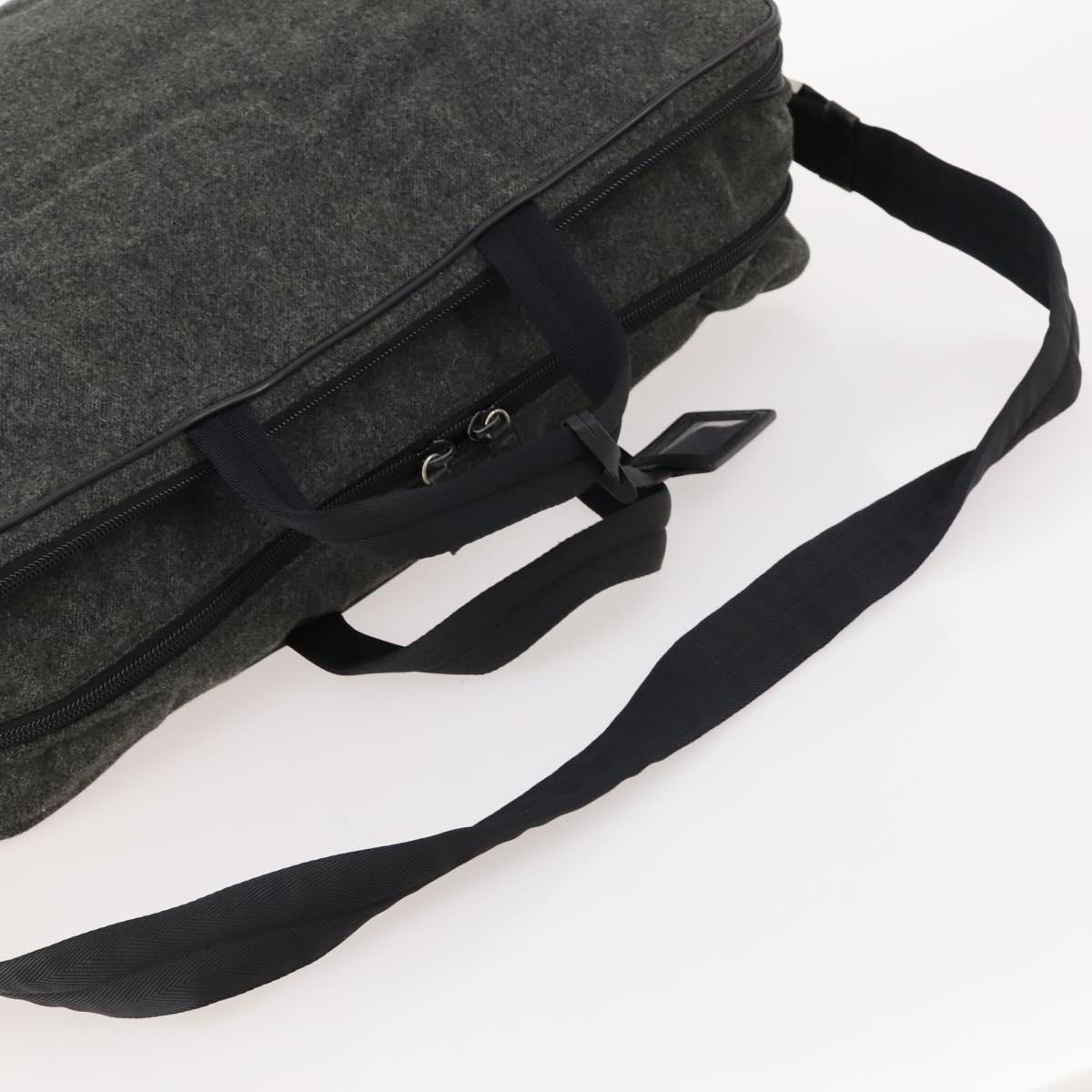PRADA Boston Bag felt Gray Silver Auth 173489