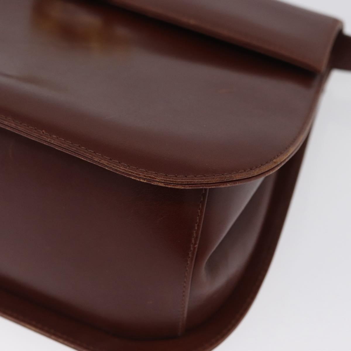 Salvatore Ferragamo Gancini Shoulder Bag Leather Brown Gold Auth 173491