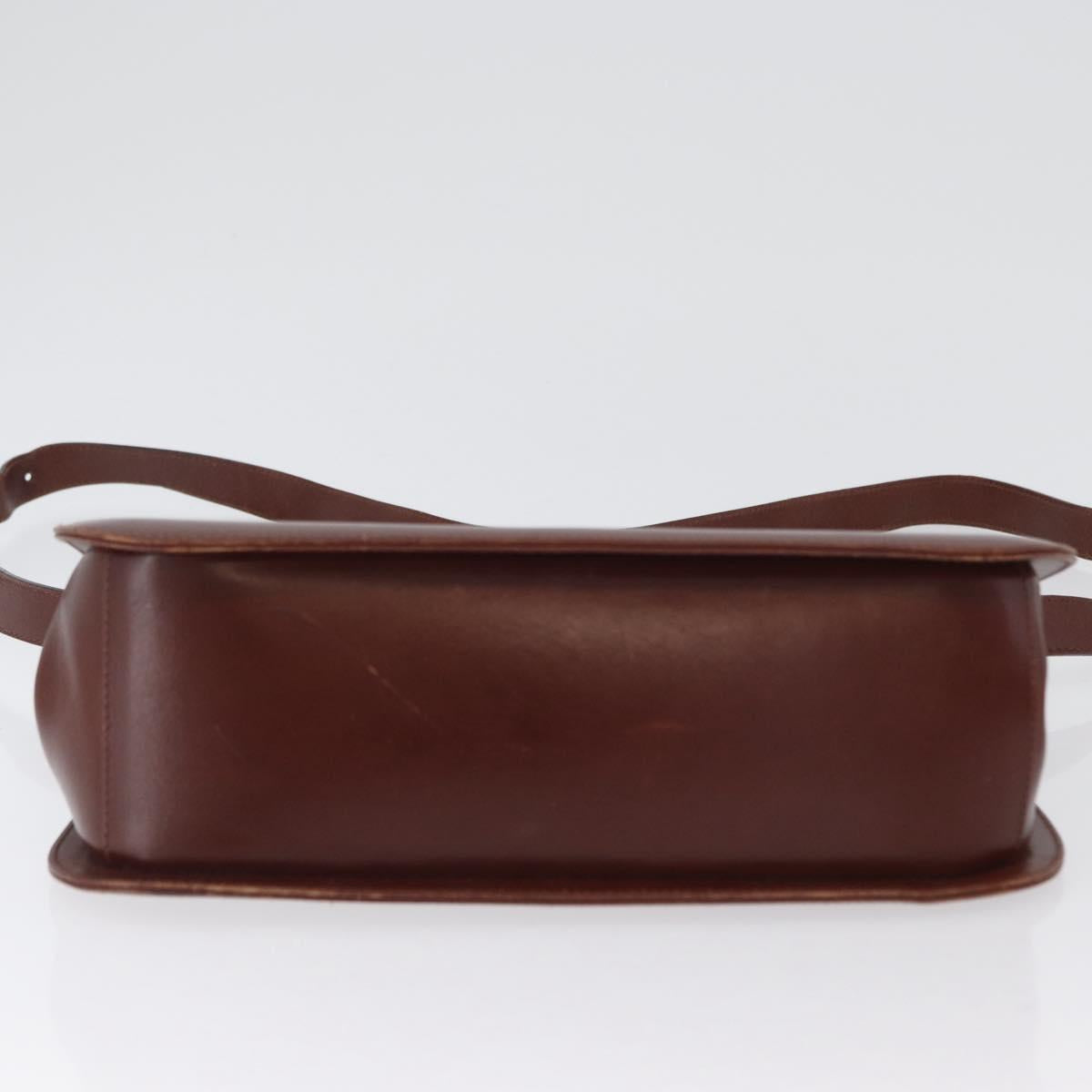 Salvatore Ferragamo Gancini Shoulder Bag Leather Brown Gold Auth 173491