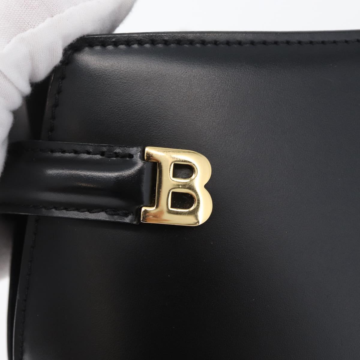BALLY Shoulder Bag Leather Black Gold Auth 173492