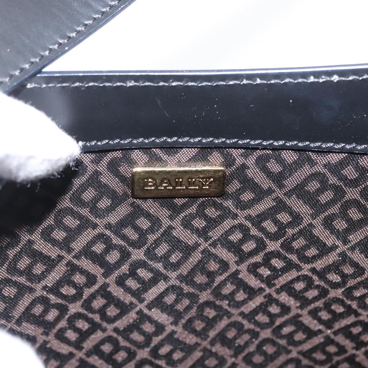 BALLY Shoulder Bag Leather Black Gold Auth 173492
