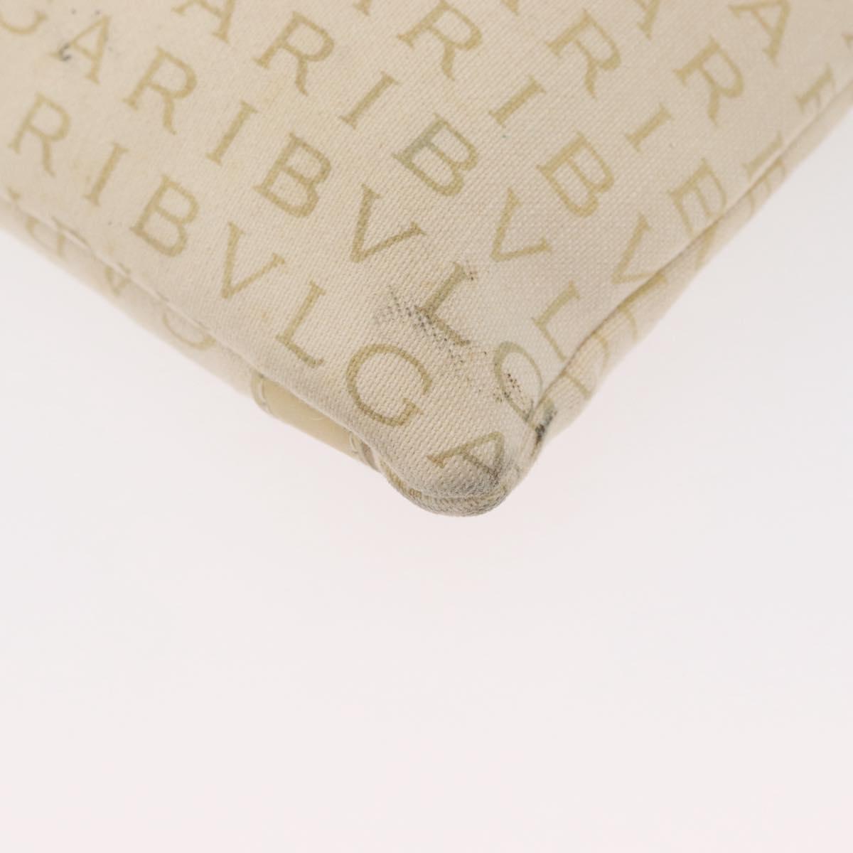BVLGARI Logo Mania Shoulder Bag Canvas Beige Silver Auth 173495