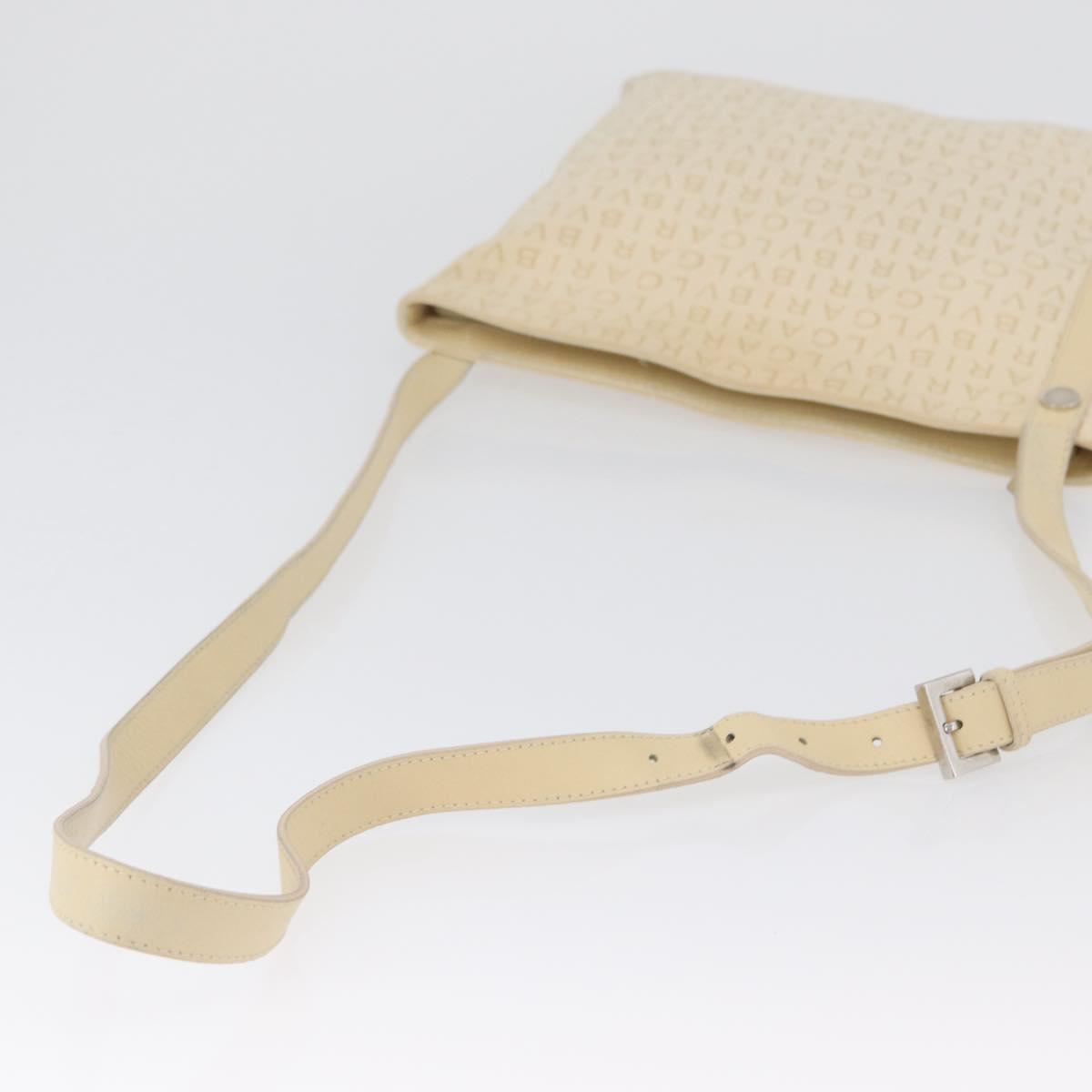 BVLGARI Logo Mania Shoulder Bag Canvas Beige Silver Auth 173495