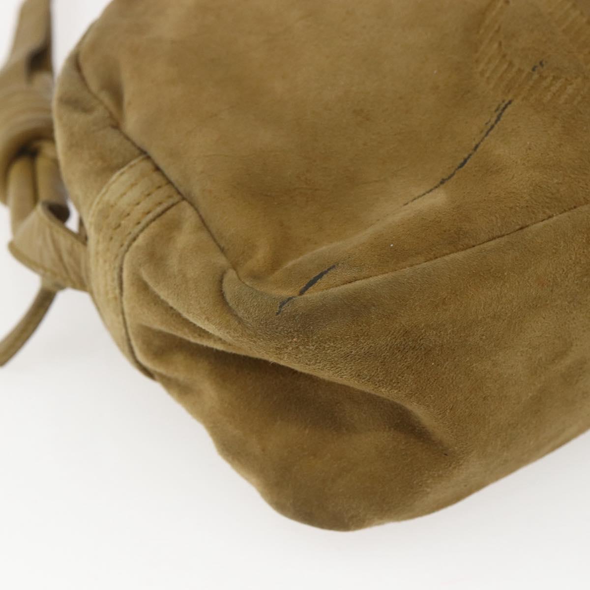 LOEWE Anagram Shoulder Bag Suede Beige Auth 173498