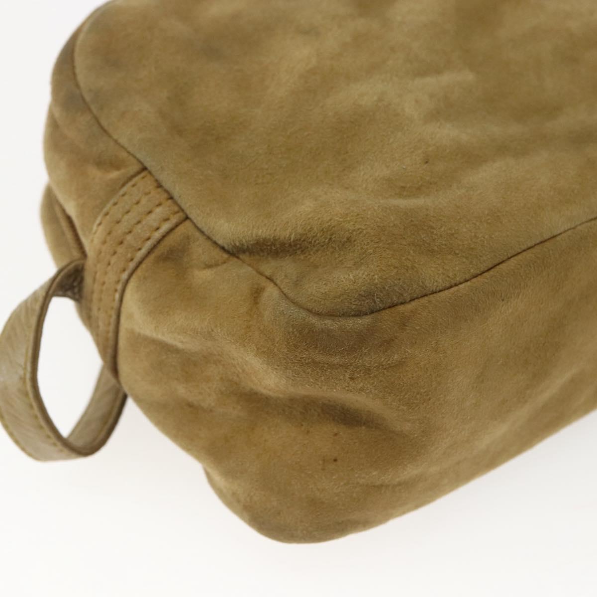 LOEWE Anagram Shoulder Bag Suede Beige Auth 173498