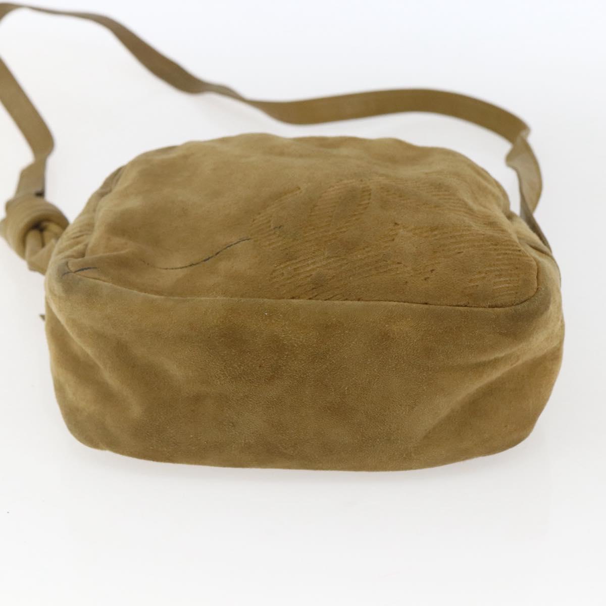 LOEWE Anagram Shoulder Bag Suede Beige Auth 173498
