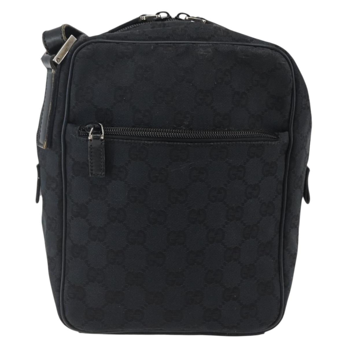 GUCCI GG Canvas Shoulder Bag Black Silver 018 1612 Auth 173500