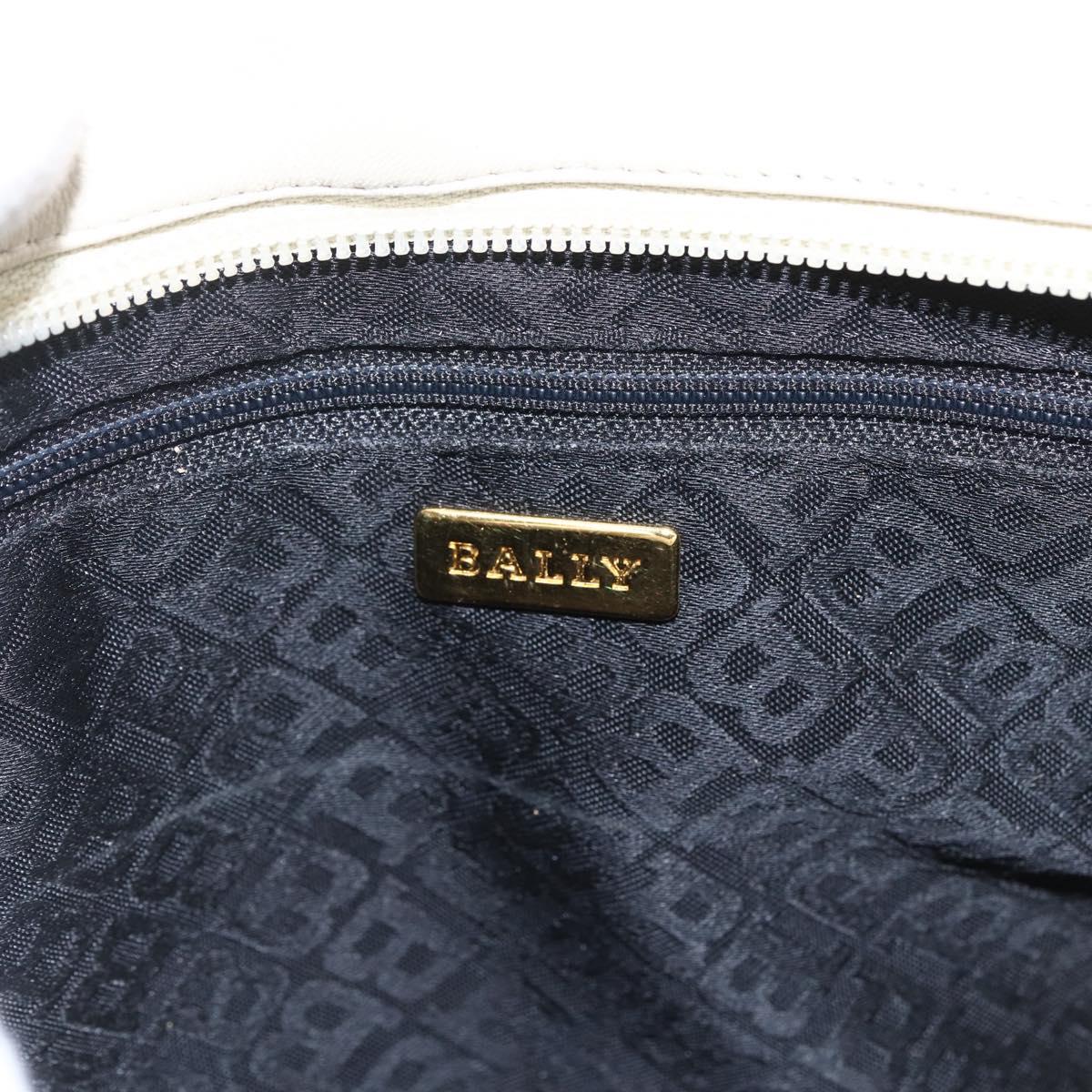 BALLY Shoulder Bag Leather Ivory Gold Auth 173507