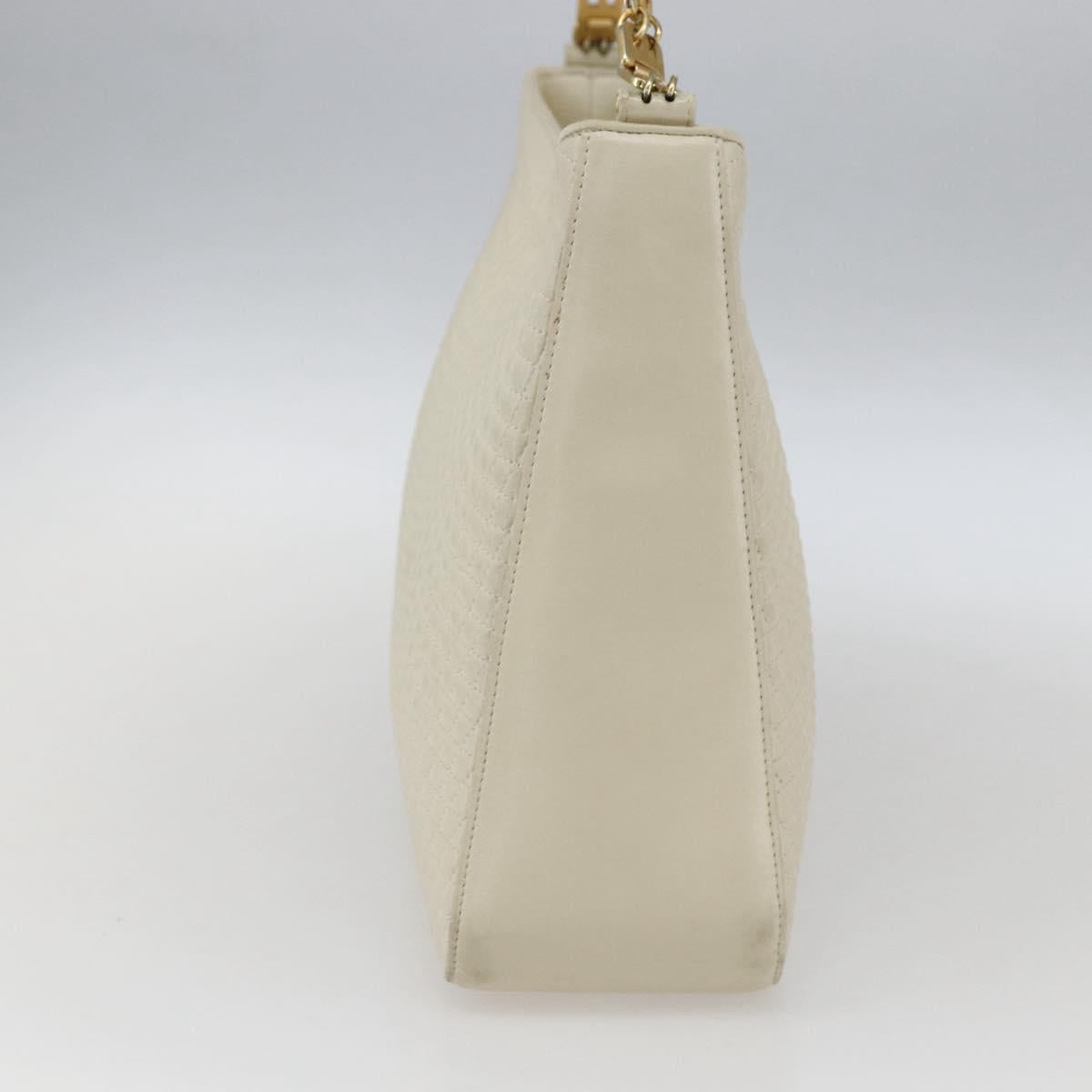 BALLY Shoulder Bag Leather Ivory Gold Auth 173507