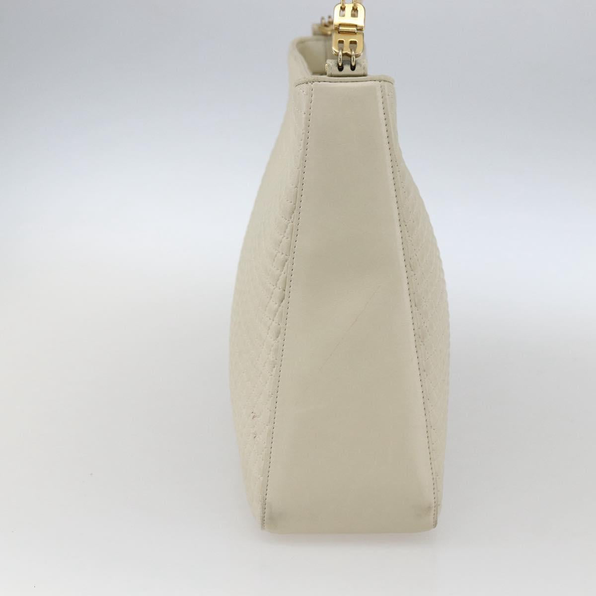 BALLY Shoulder Bag Leather Ivory Gold Auth 173507