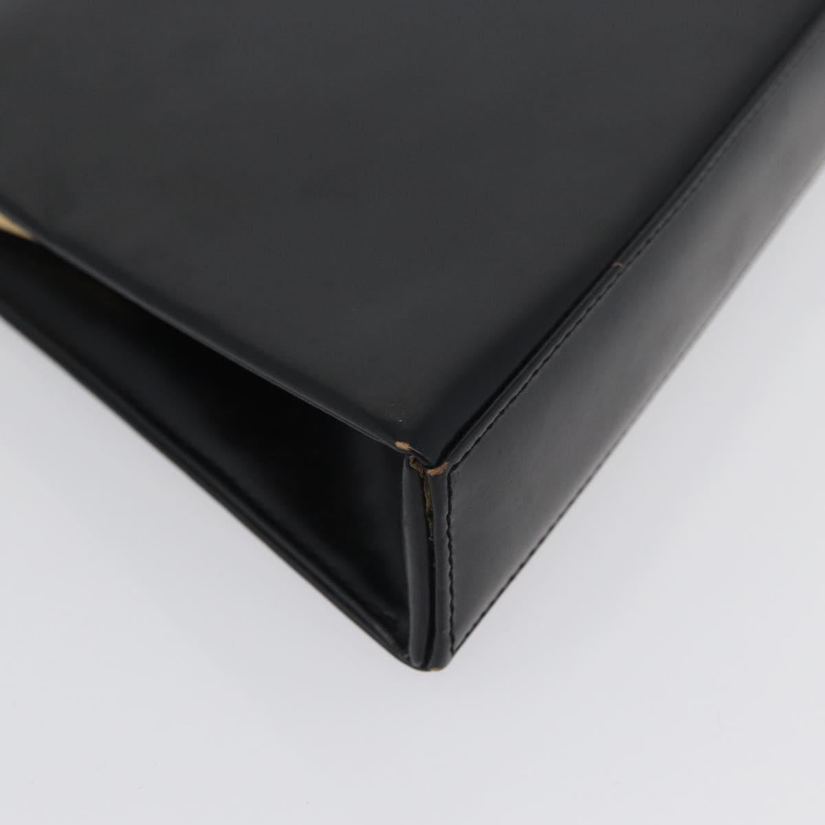 SAINT LAURENT Shoulder Bag Leather Black Gold Auth 173508