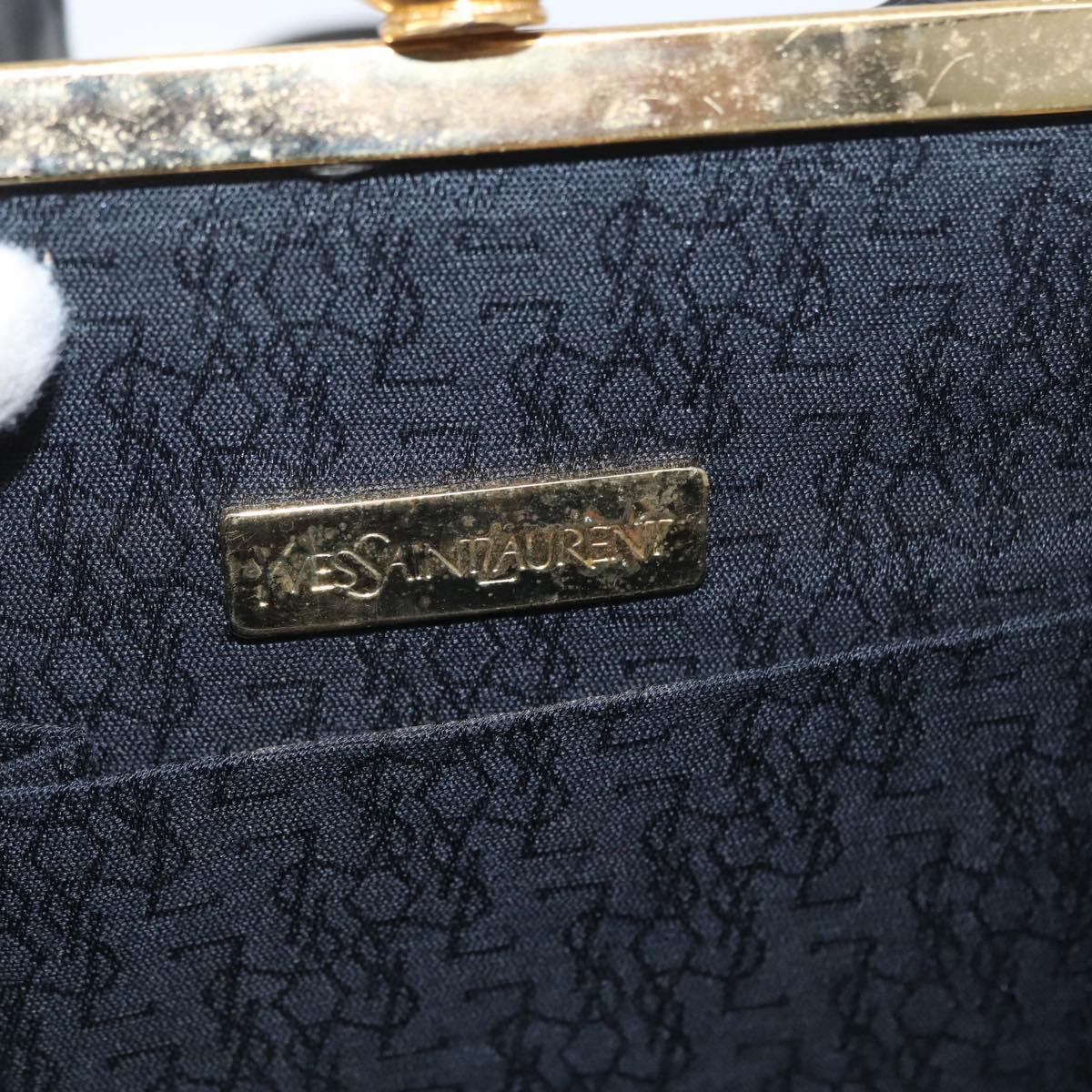 SAINT LAURENT Shoulder Bag Leather Black Gold Auth 173508